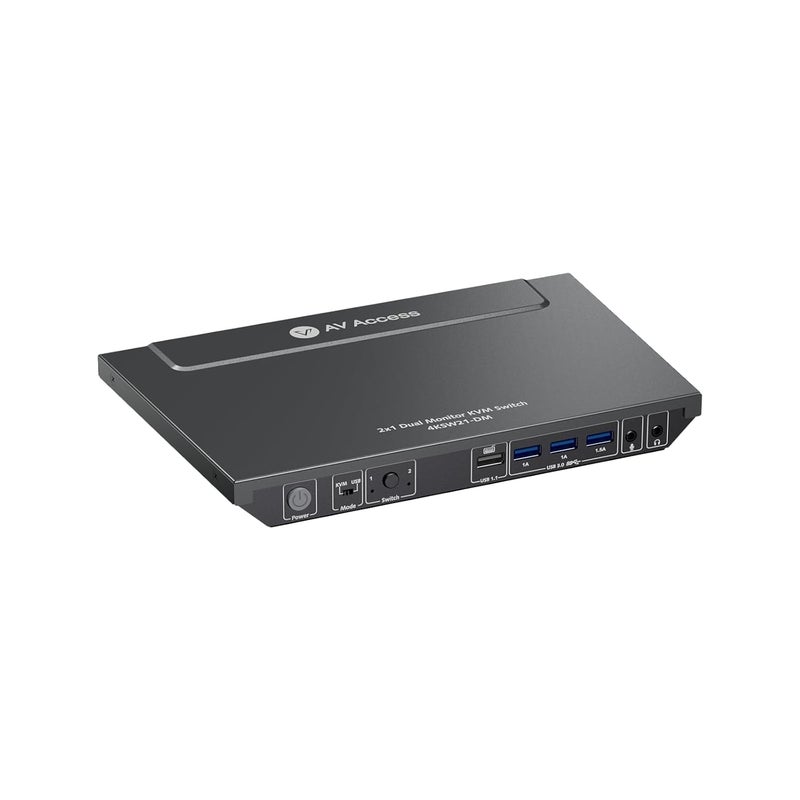 v AV Access AV Access KVM Switch 2 Monitors 2 Computers, 4 USB, EDID, Fast Hotkey Switch, 4K@60Hz HDMI Dual Monitor Display 1 or 2 PCs Simultaneously,2 Desktops for Dell Lenovo HP Share One Set of Keyboard Mouse - Image 1